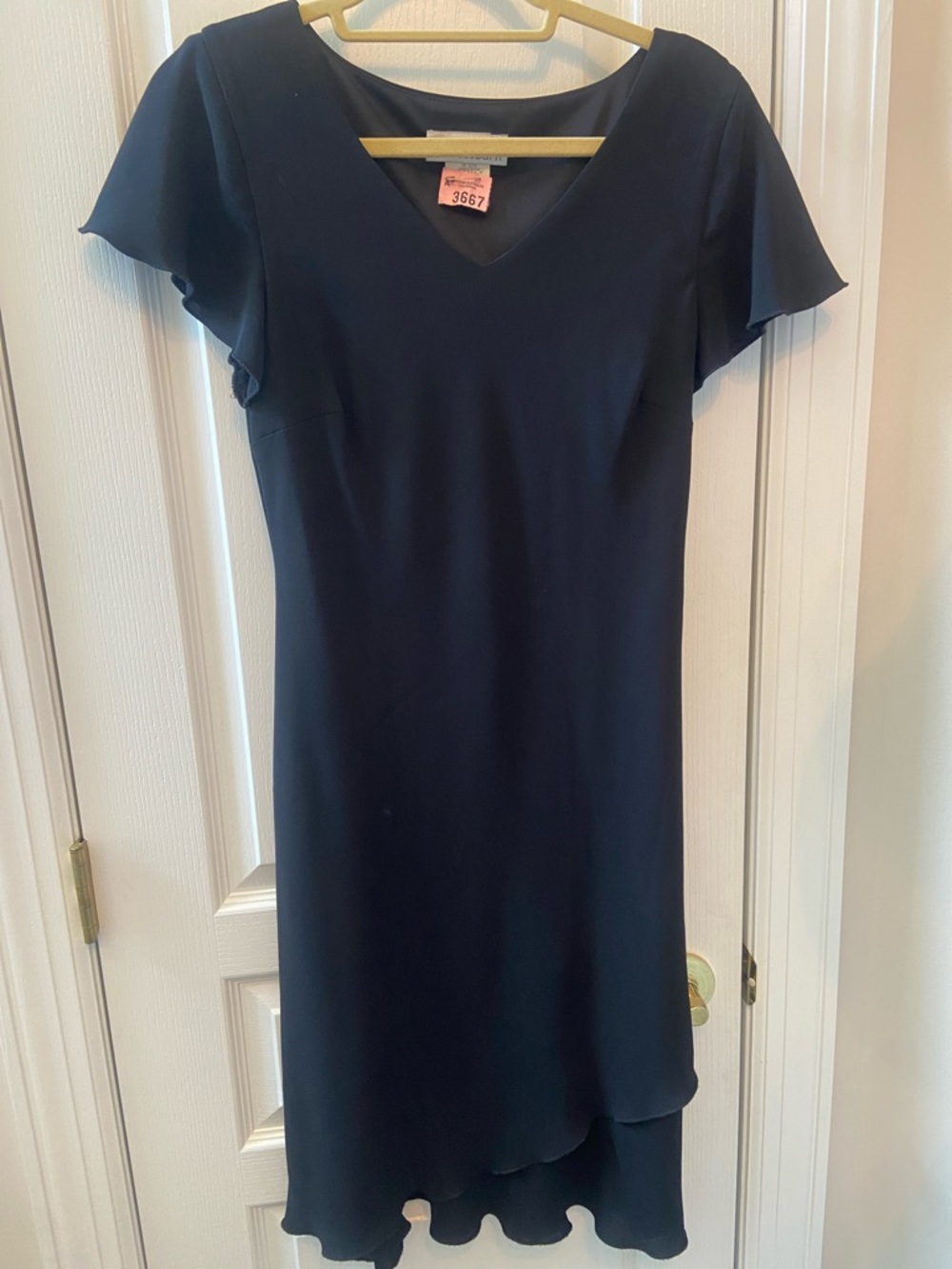 Dress Barn Black V-Neck Midi Dress with Flutter Sleeves